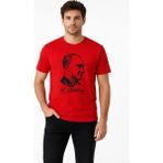 Alfanora Erkek Atatürk Baskılı Tişört Kısa Kollu Bisiklet Yaka T-Shirt - Kırmızı - 2XL