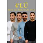 Alfanora Erkek Fitilli Triko Kazak 4’lü Set – Beyaz, Bebek Mavisi, Gri, Siyah | Kalın Dokuma Pamuklu Regular Fit Bisiklet Yaka Uzun Kollu Kışlık ve Baharlık Rahat Triko Kombini - Bebek Mavisi - Siyah - Beyaz - Gri - 2XL