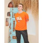 Alfanora Erkek Nakış Işlemeli Ribanalı Oversize T-Shirt - Turuncu