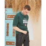 Alfanora Erkek Nakış Işlemeli Ribanalı Oversize T-Shirt - Yeşil - XL