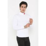 Alfanora Erkek Yarım Bağazlı Kazak Öpücük Baskılı Dokuma Triko - Beyaz - 2XL
