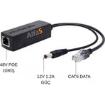 Alfas Al5432 48V To 12V 1.2A Aktif Poe Splitter Poe Olmayan Ip & Wi-Fi Kamera Adaptörsüz Güç Ayırıcı