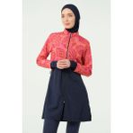 Alfasa 25324 Parmak Geçirmeli Crop Tesettür Mayo - Lacivert - 3XL