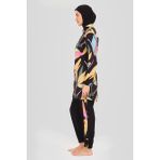 Alfasa Atina Desenli Tesettür Mayo - Siyah - 3XL