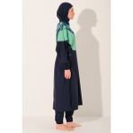 Alfasa Desenli Oversize Uzun Tesettür Mayo - ALF25508 - Lacivert - XL