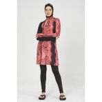 Alfasa Desenli Sarı Biye Süslemeli Tesettür Mayo - Siyah - 2XL