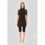 Alfasa Fermuarlı Fit Yarım Kol Yarı Kapalı Mayo - 3XL - Oranj