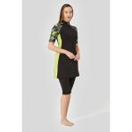 Alfasa Fermuarlı Fit Yarım Kol Yarı Kapalı Mayo - 3XL - Yeşil