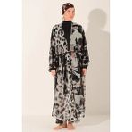 Alfasa Leopar Desen Tül Şifon Tesettür Pareo (Bandana Ürüne Dahil Değildir) 7143 - Standart - Siyah