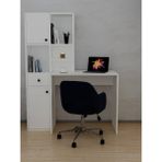 Alfimo Mobilya Smyrna Dolaplı Raflı Çekmeceli Kitaplıklı Çalışma Masası Beyaz - 161.8 X 135 X 50