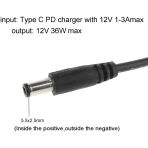 Alfjff Type-C PD Güç Kaynağı Kablosu, 1 Metre, DC 5.5*2.5mm
