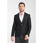 Alfredo Erkek Siyah Mono Yaka Keten Desenli Slim Fit Spor Blazer Ceket Siyah 68