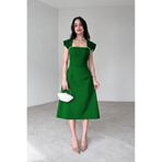 ALFUDO Moda Collection Özel Tasarım İnce Detay Yeşil Midi Elbise