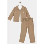 Alg ERKEK ÇOCUK ÜÇLÜ ŞIK TAKIM KOMBİN - CEKET - BELİ LASTİKLİ PANTOLON - TİŞÖRT %100 PAMUK SET (Bir Beden Büyük Önerilir) - 8 Yaş - Vizon