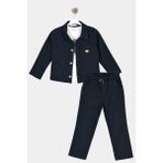 Alg ERKEK ÇOCUK ÜÇLÜ ŞIK TAKIM KOMBİN - CEKET - BELİ LASTİKLİ PANTOLON - TİŞÖRT %100 PAMUK SET (Bir Beden Büyük Önerilir) - 9 Yaş - Lacivert