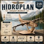 ALG Wood Design Vintage Hidroplan Ahşap Maket – 3D Ahşap Uçak Maketi – 218 Parça Lazer Kesim MDF – Kolay Montaj – Koleksiyonluk Tasarım