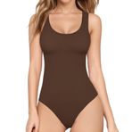 ALGALAROUND Kadın Bodys Kolsuz U-Yaka Kısa Kollu Tank Top Body Suit Zarif Seksi Yaz Kıyafeti Pamuk Kadın Bodybody Slim Fit Üst Parça Kadın Bodysuit, Kahverengi, XL
