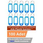 Algeliyo Plastik Anahtarlık Etiket Kimlik Isimlik Yazı Yazmalık Emlakçı Anahtarlığı Mavi Renkli 100 Adet