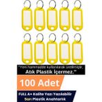 AlGeliyo Plastik Anahtarlık Etiket Kimlik Isimlik Yazı Yazmalık Emlakçı Anahtarlığı Sarı Renkli 100 Adet