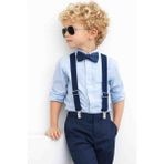 Algitsin O L A Çocuk Pantolon Askısı Papyon Seti 1-12 Yaş Unisex - Standart - 03-Lacivert
