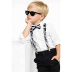 Algitsin O L A Çocuk Pantolon Askısı Papyon Seti -1,12 Yaş Unisex - Standart - 010 - Siyah