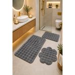ALgorand Home 3’lü Peluş Banyo Paspas Seti Lazer Kesim Kaymaz Taban 50x90 50x60 50x50 Papatya Model Yumuşak