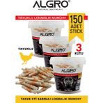 Algro %100 Tavuk Göğüs Etli Lokmalık Munchy Stick 50 Adet Kapaklı Kova Ambalajda 3 Kutu