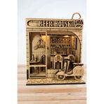 ALGWOOD Ahşap Beer House Minyatür Bar Maketi - 89 Parça Beer House Diorama DIY Hobi Seti - Peri Led Dahil