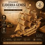 AlgWoodDesign Ejderha Gemisi Ahşap Maket Seti 823 Parça – DIY 3D Puzzle Yelkenli Gemi Koleksiyoner Modeli