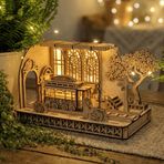 AlgWoodDesign Japanese Tram Station Diorama Ahşap Maket, 116 Parça DIY Japon Tramvay İstasyonu Modeli, Peri LED Dahil, MDF 3D Puzzle, Hobi ve Dekorasyon Seti, 22 x 12,2 x 13 cm