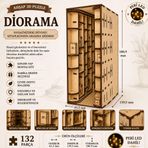 AlgWoodDesign Kütüphane Book Nook Ahşap Maket, 132 Parça DIY Minyatür Kütüphane Dioraması, Peri LED Dahil, MDF 3D Puzzle, Kitaplık Dekorasyon Seti, 13,95 x 6,12 x 18,09 cm