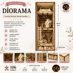 AlgWoodDesign Mouse House Book Nook Ahşap Maket, 106 Parça DIY Minyatür Fare Evi Dioraması, Peri LED Dahil, MDF 3D Puzzle, Kitaplık Dekorasyon Seti, 13,95 x 6,12 x 18,09 cm