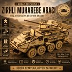 AlgWoodDesign Zırhlı Muharebe Aracı Ahşap Maket Seti 760 Parça – DIY 3D Puzzle M1296 Tank Koleksiyoner Modeli