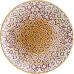 Alhambra Burgundy Gourmet 17 cm 12 Adet Porselen Düz Tabak Bordo-Mavi