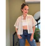Ali Butik Ekru Şifon Crop Gömlek