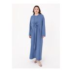 ALİA Bağlama Detaylı Büyük Beden Elbise- Koyu indigo -
