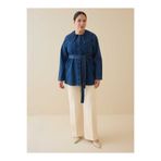 ALİA Denim Bebe Yaka Detaylı Büyük Beden Tunik - Acik Lacivert -
