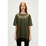 Aliana Oversize T-Shirt Haki Yeşil Basic Kadın Tişört