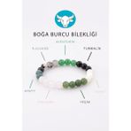 Alibaba Doğaltaş Boğa Burcu Taşlarından Oluşan Doğal Taş Bileklik 8 mm Küre Kesim - Burç Bilekliği - Renkli