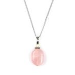 Alibaba Doğaltaş KLY-740 Pembe Kuvars Doğal Taş Kolye