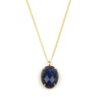 ALİBABA DOĞALTAŞ Lapis Lazuli Doğal Taş Gold Renkli Kolye-KLY-775