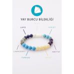 Alibaba Doğaltaş Yay Burcu Taşlarından Oluşan Doğal Taş Bileklik 8 mm Küre Kesim - Burç Bilekliği - Renkli