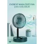 Alıç Everest Şarjlı Masaüstü Fan Katlanabilir Sessiz Mini Fan USB Şarjlı Taşınabilir - Siyah
