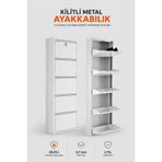Alıç Kilitli Metal Ayakkabılık Dolabı 5 Kapaklı Duvara Monte Ergonomik Tasarım 169X50X15 cm 0.7 mm Dkp Sac ve Montaj Vidaları