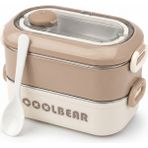 Alıç Yemek Taşıma Kabı 2 Katlı Cool Bear - Kaşıklı Sızdırmaz Lunch Box - Bej