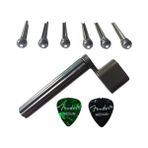 Alice Akustik Eşik Pimi Endpin Set 6'lı Akustik Gitar Köprü Pimi + 2 Fender Pena + Burgu Sargı Aleti