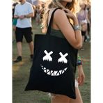 Alice In Wonderland Cheshire Siyah Kalın Kanvas Y2k Bez Çanta, Omuz Çanta, Tote Bag - 10D-Krem
