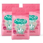 Alice Kartopu Ince ve Beyaz Taneli 3x10 lt Pudra Kokulu Kedi Kumu