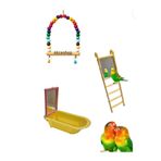 aliceshop Muhabbet kuşu Aynalı Küvet Aynalı Merdiven ve Salıncak Oyun Seti