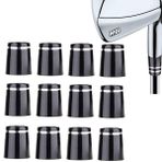 Aliennana Golf Demir Yüksükler .370 12 Paket Yeniden Şaft Golf Yüksük Konik Uçlu Demir Takoz Siyah/Çift Krom Halka ID:0,9 cm OD:0,5 inç Uzunluk: 1,9 cm (Tek Krom Halka)